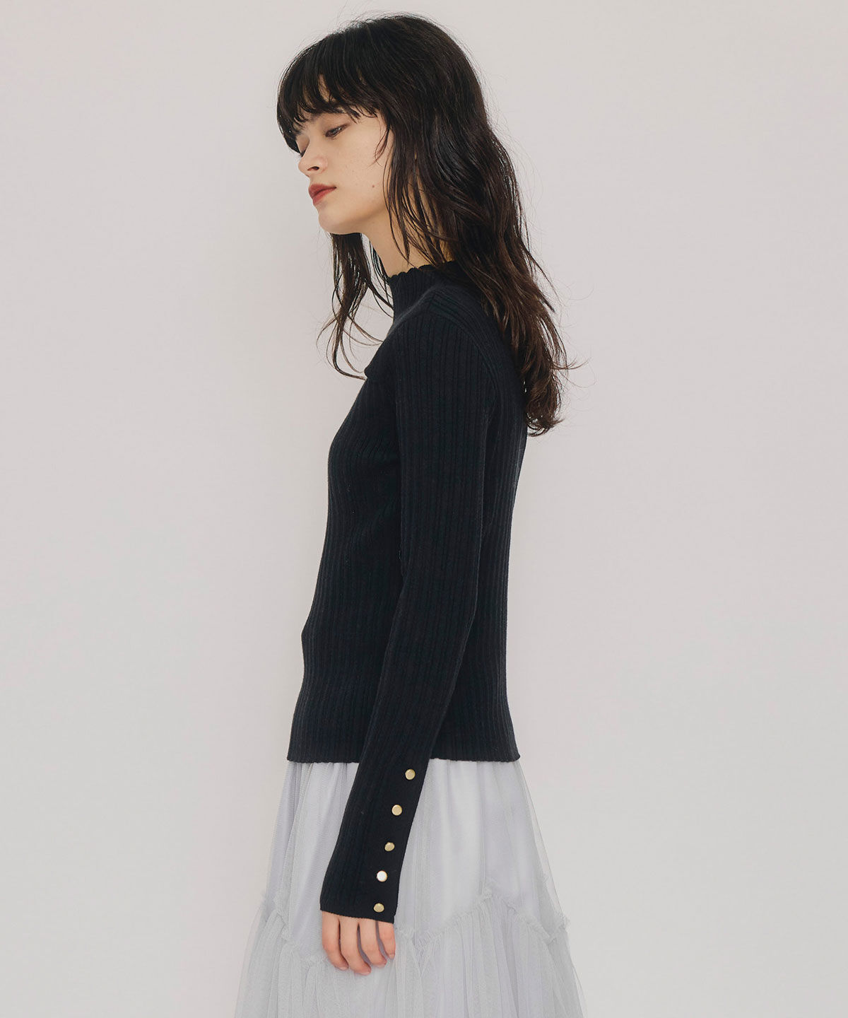 REDYAZEL「レイヤードデザインランダムリブニットプルオーバー」|ニット・セーター|