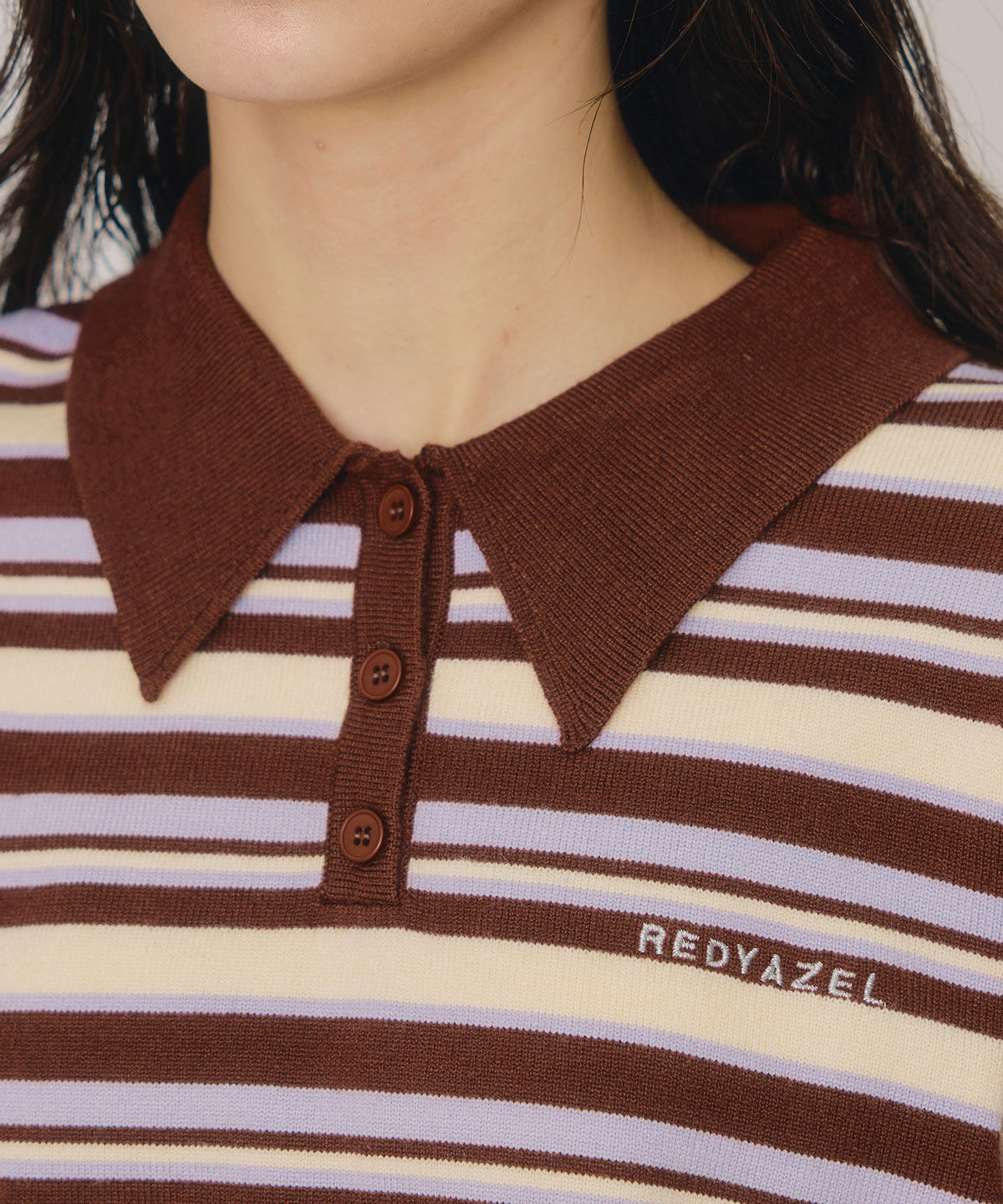 REDYAZEL「マルチボーダーロゴニットプルオーバー」|ニット・セーター|