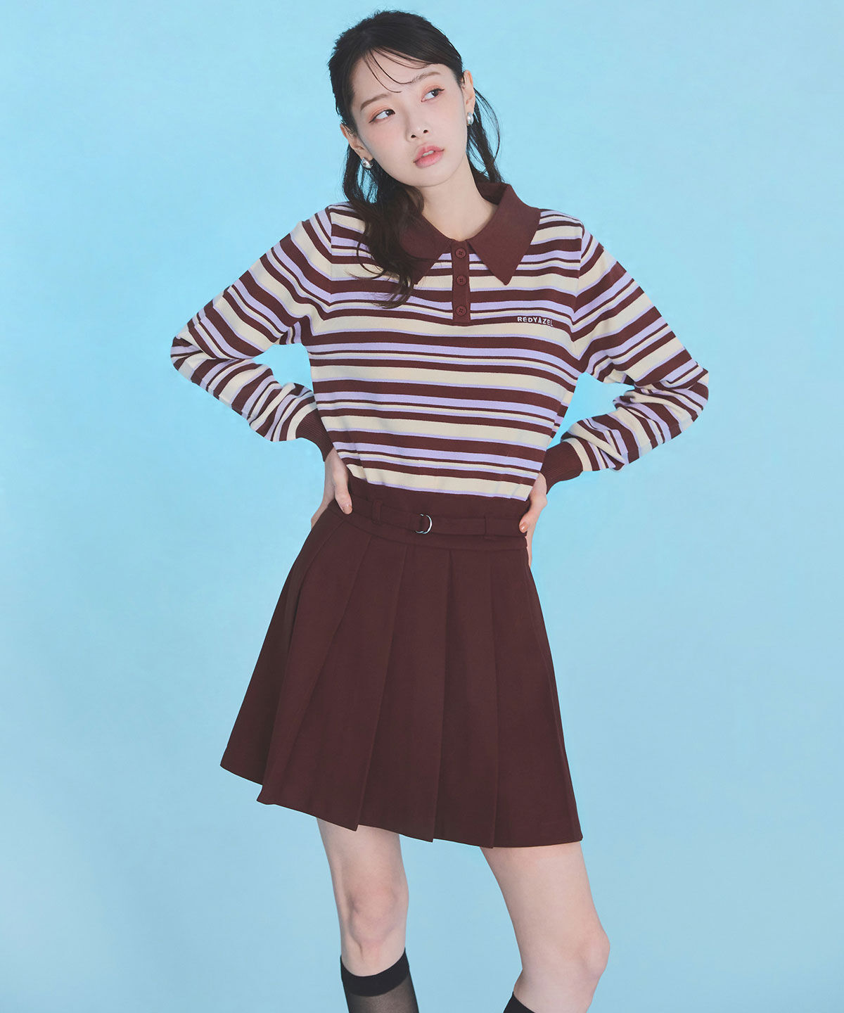 REDYAZEL「マルチボーダーロゴニットプルオーバー」|ニット・セーター|