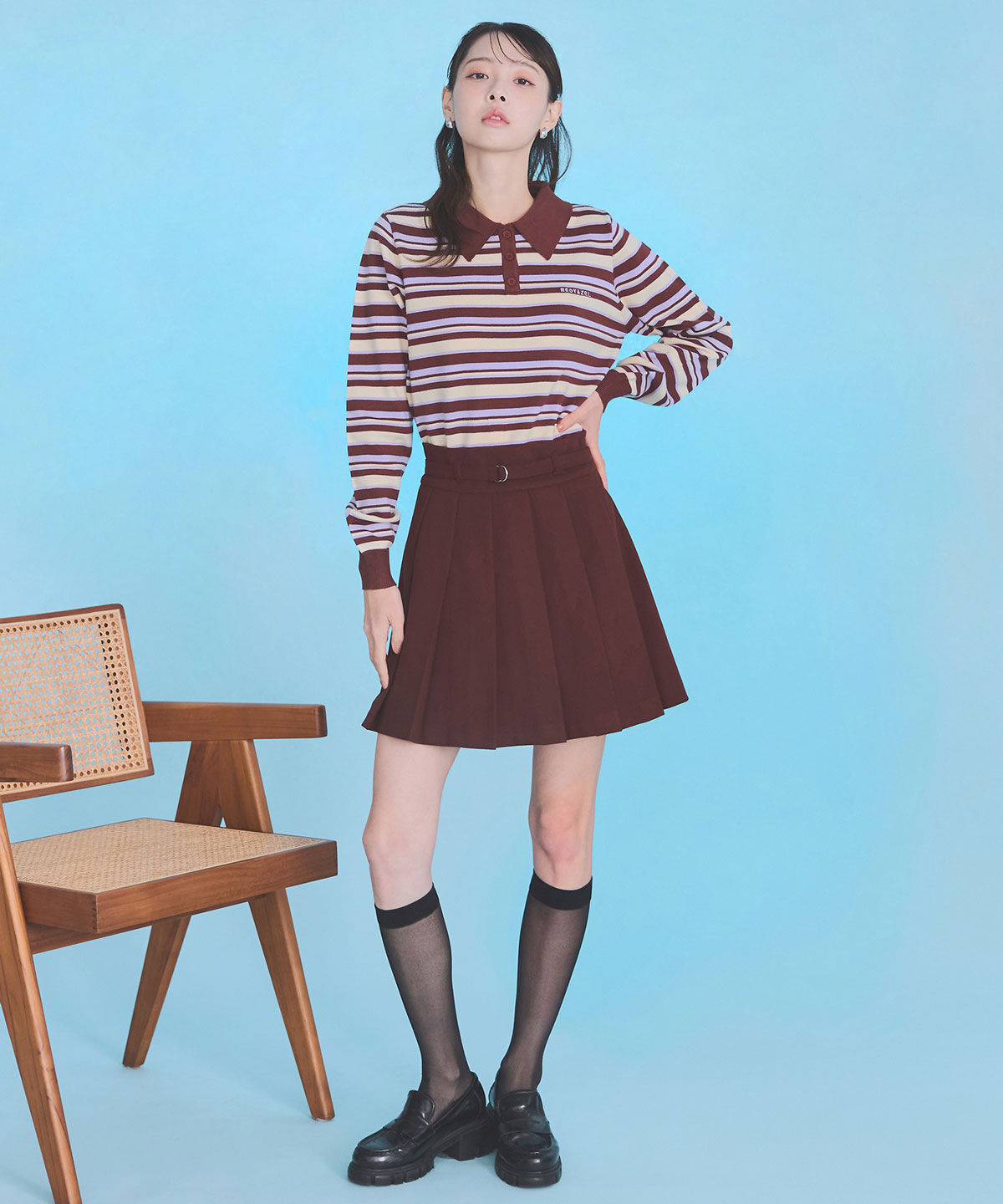 REDYAZEL「マルチボーダーロゴニットプルオーバー」|ニット・セーター|