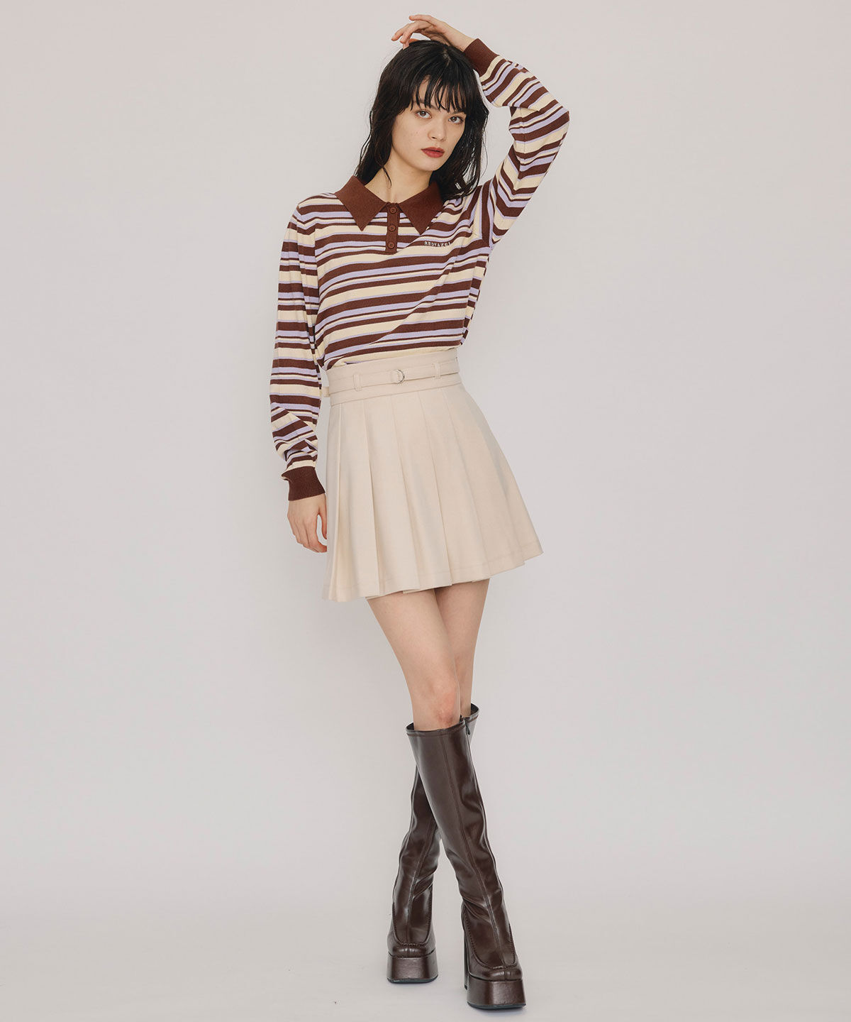 REDYAZEL「マルチボーダーロゴニットプルオーバー」|ニット・セーター|