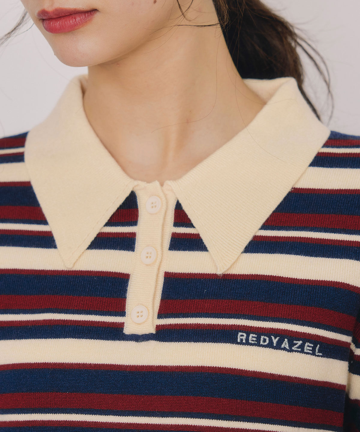 REDYAZEL「マルチボーダーロゴニットプルオーバー」|ニット・セーター|