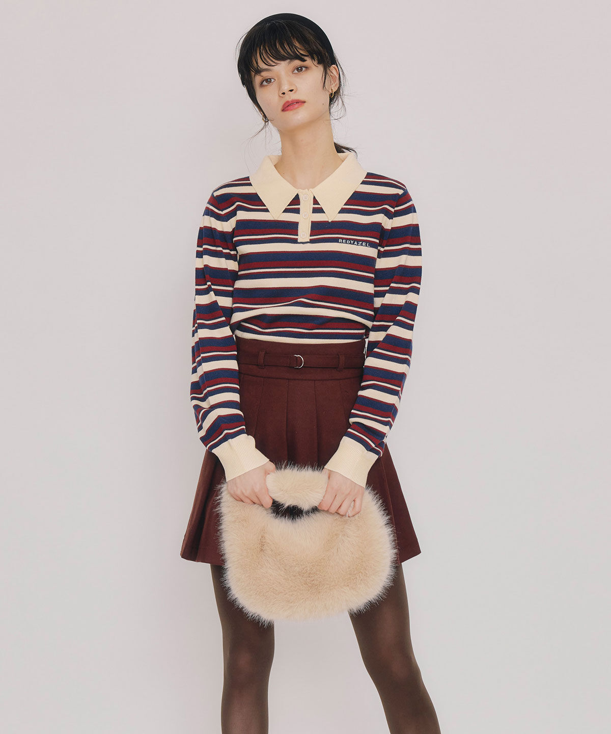 REDYAZEL「マルチボーダーロゴニットプルオーバー」|ニット・セーター|