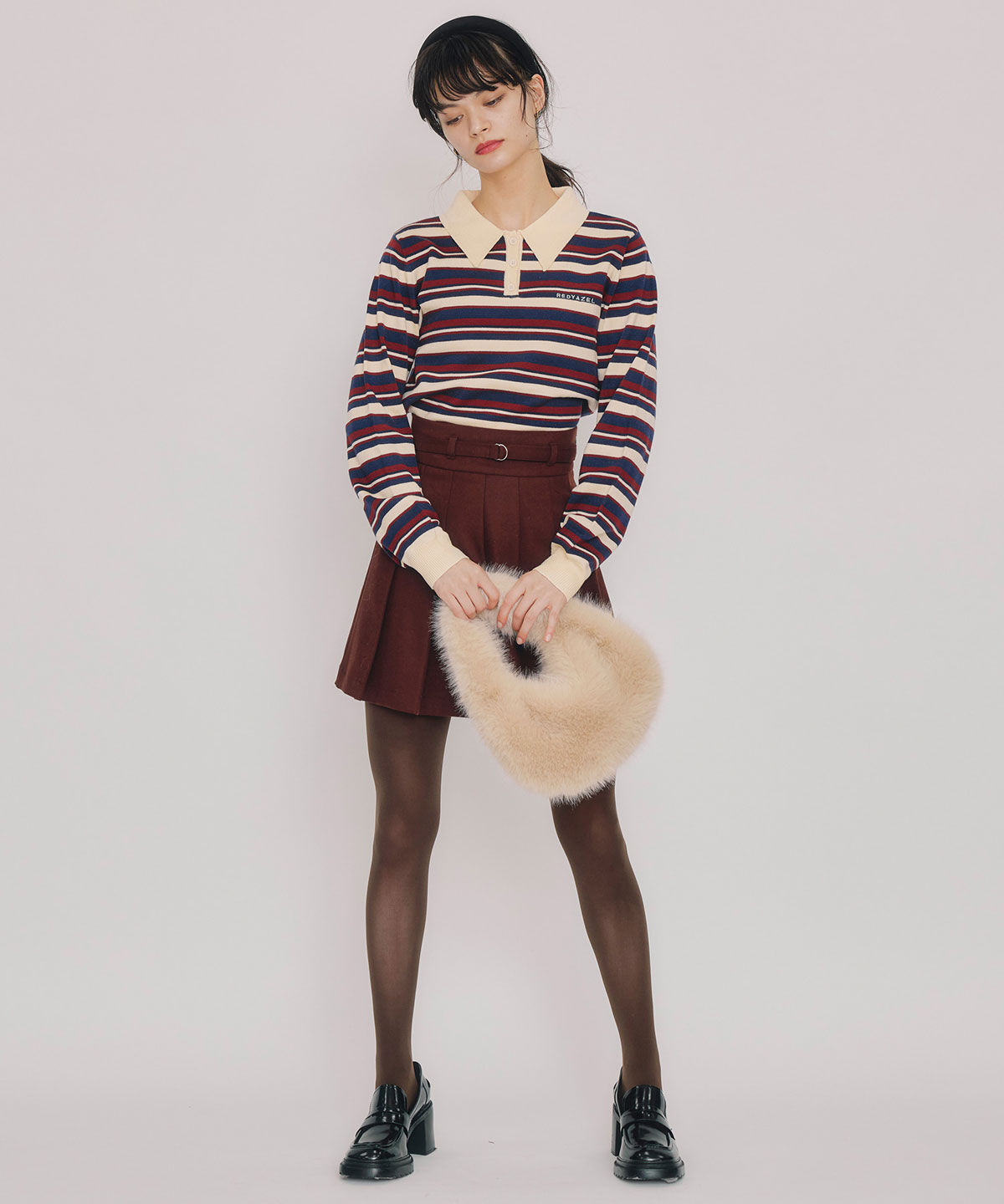 REDYAZEL「マルチボーダーロゴニットプルオーバー」|ニット・セーター|