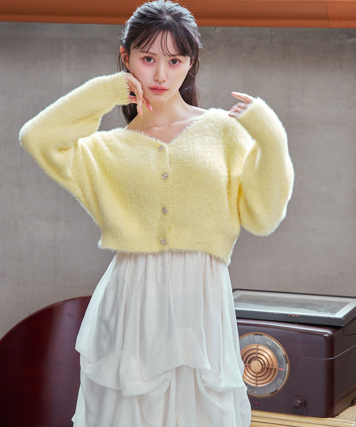 REDYAZEL「タックバルーンボリュームシフォンロングスカート」|フレア|