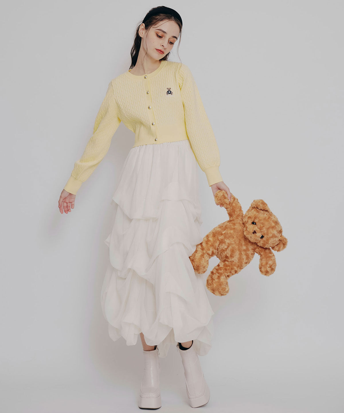 REDYAZEL「タックバルーンボリュームシフォンロングスカート」|フレア|