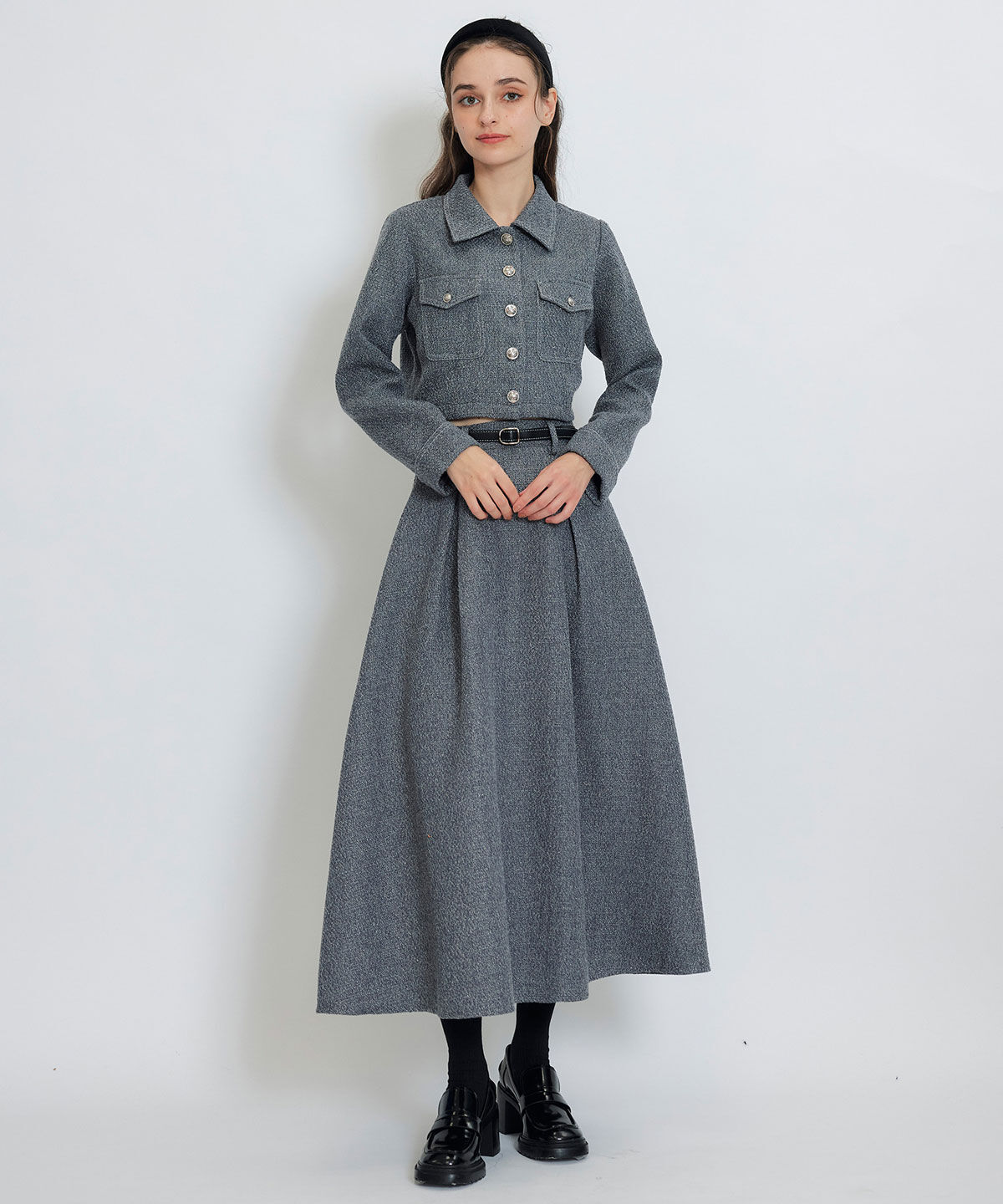 REDYAZEL「ダブルステッチツイードブラウス&times;フレアロングスカートセットアップ」|ワンピース|