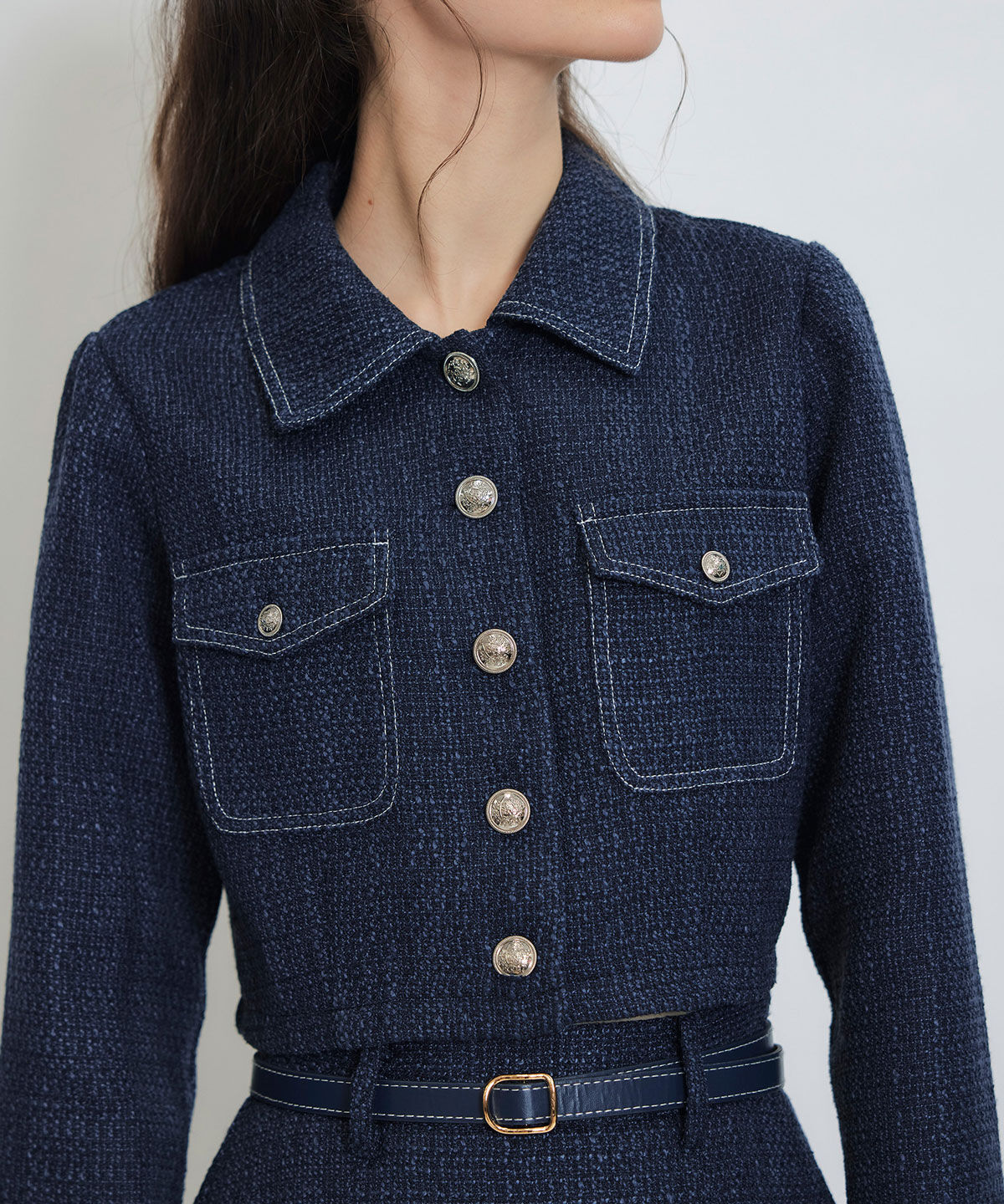 REDYAZEL「ダブルステッチツイードブラウス&times;フレアロングスカートセットアップ」|ワンピース|