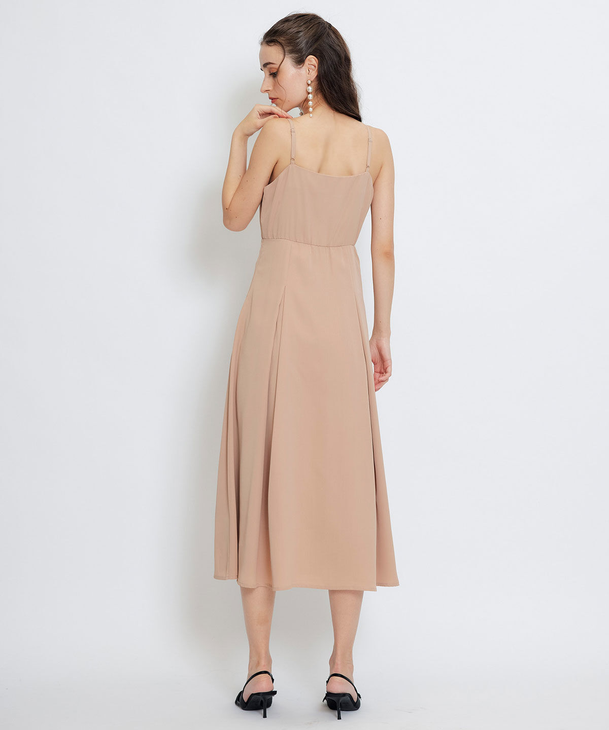 REDYAZEL「チェックシアーチュールケープ&times;キャミソールフレアロングドレス」|ドレス|