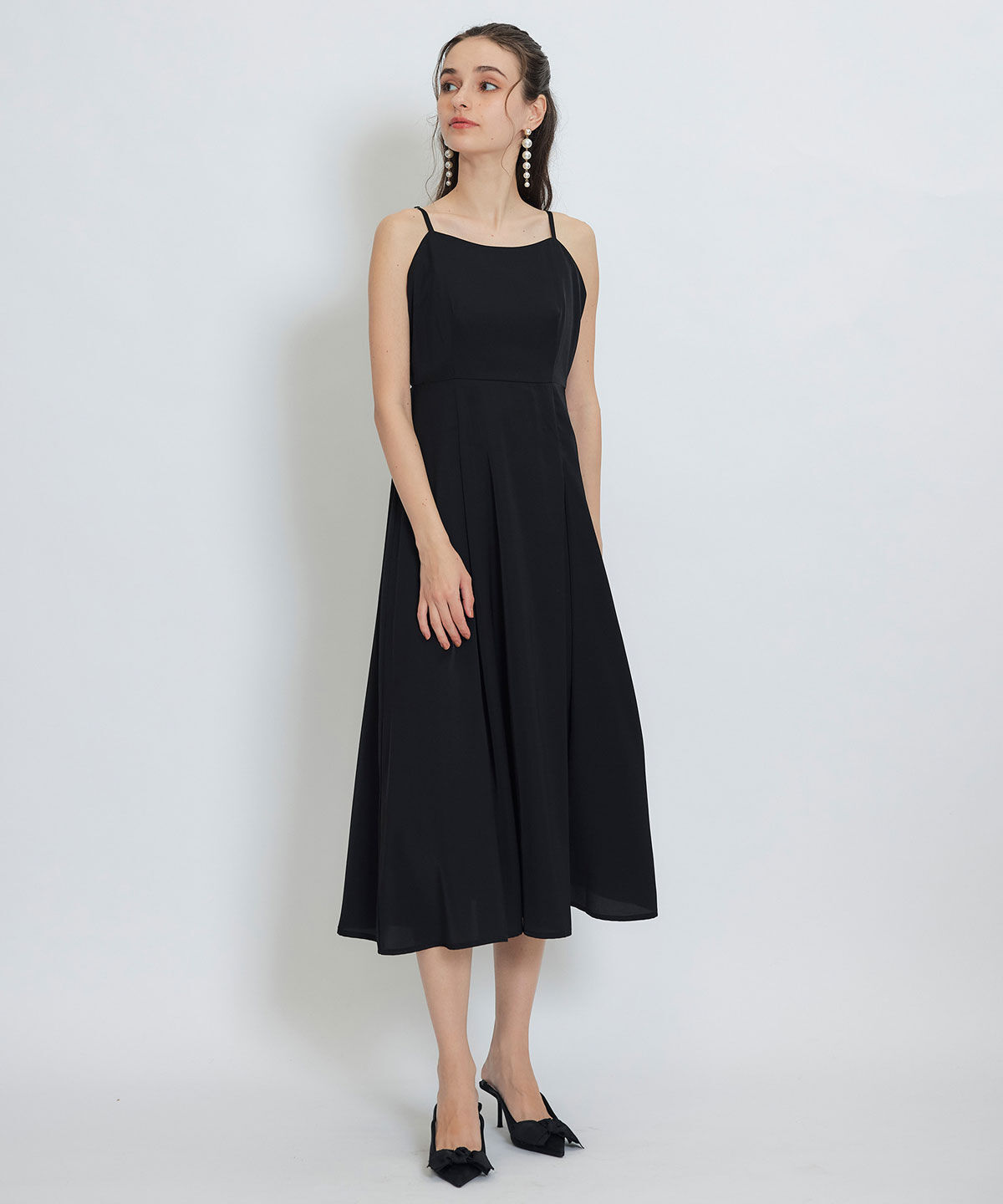 REDYAZEL「チェックシアーチュールケープ&times;キャミソールフレアロングドレス」|ドレス|