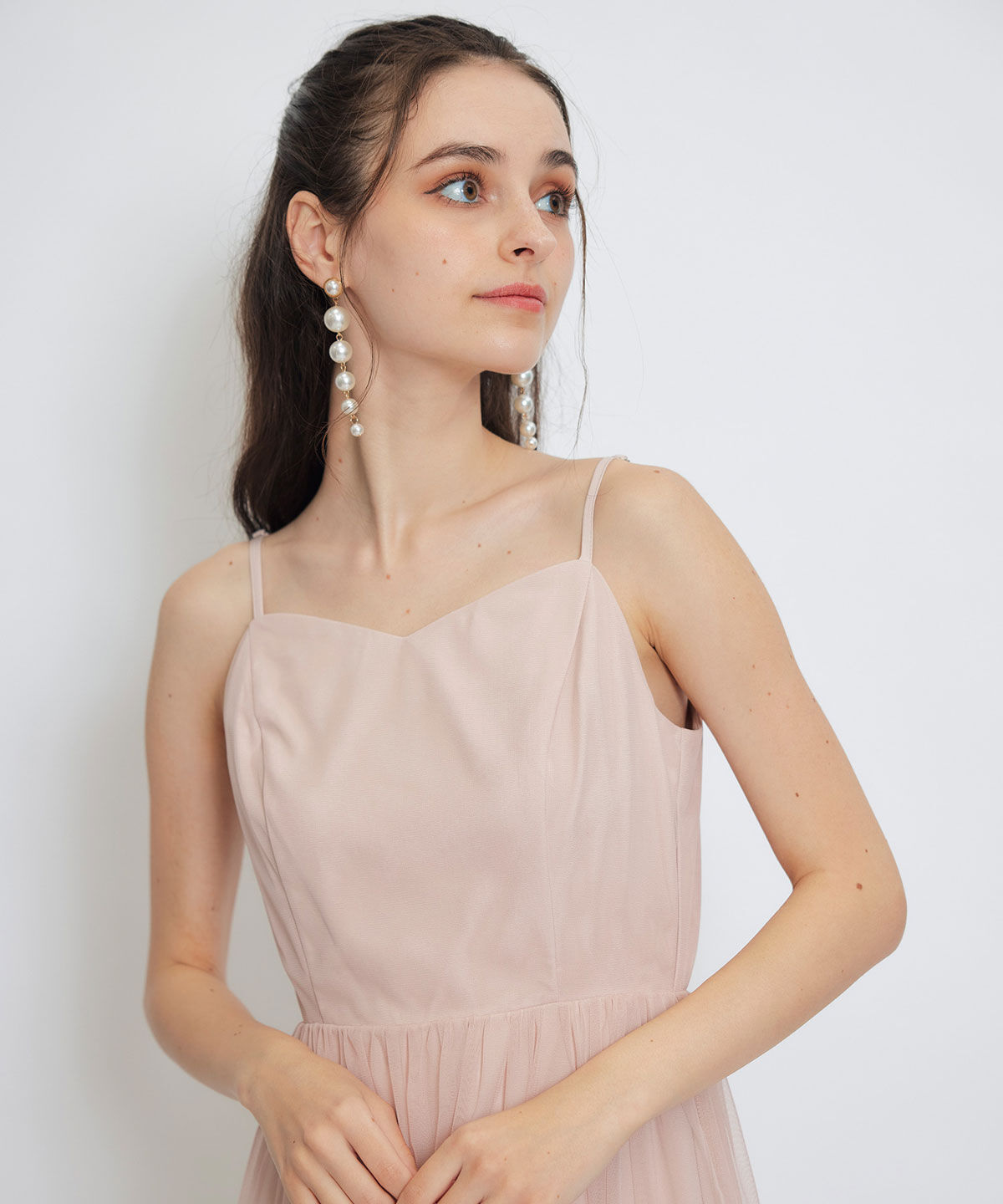 REDYAZEL「チュールレースティアードトップス&times;キャミソールフレアロングドレス」|ドレス|