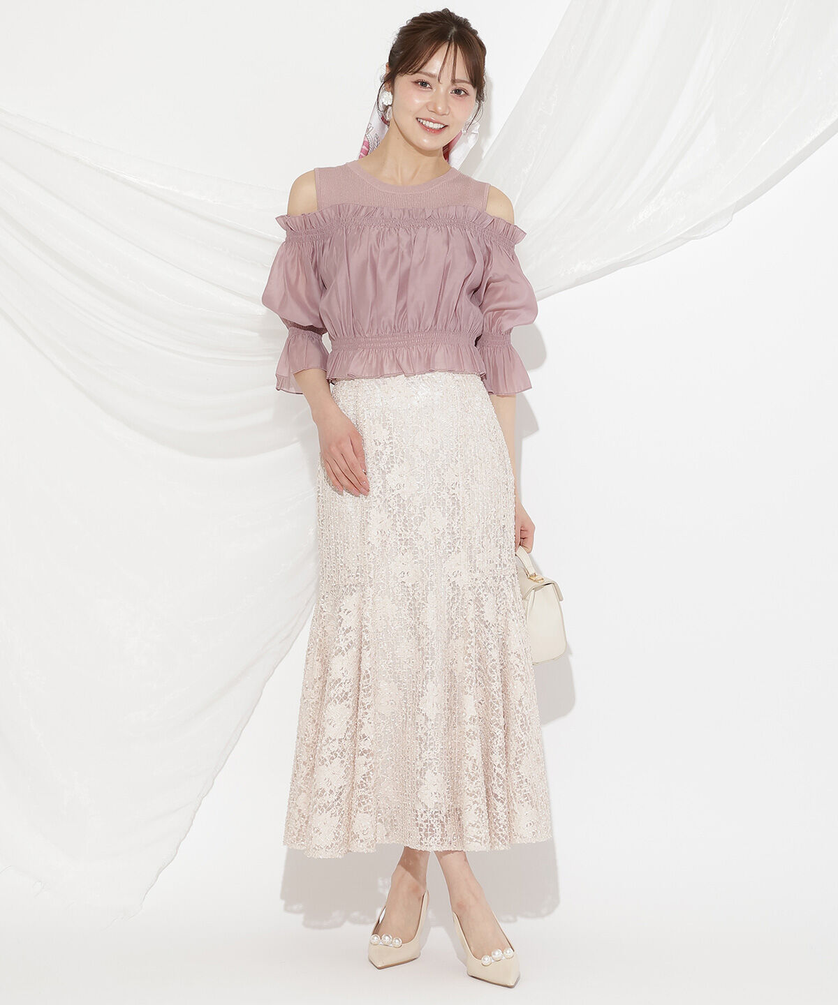 WILLSELECTION「レイヤード風オフショルニットプルオーバー」|ニット・セーター|