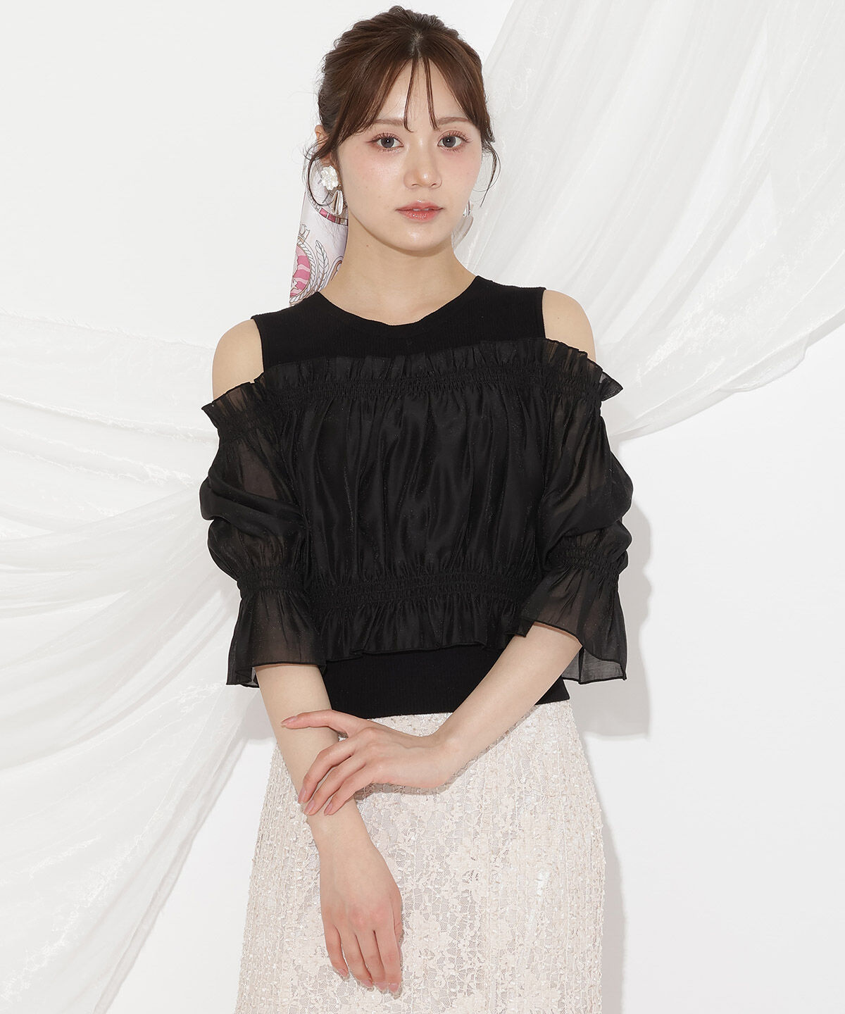 WILLSELECTION「レイヤード風オフショルニットプルオーバー」|ニット・セーター|