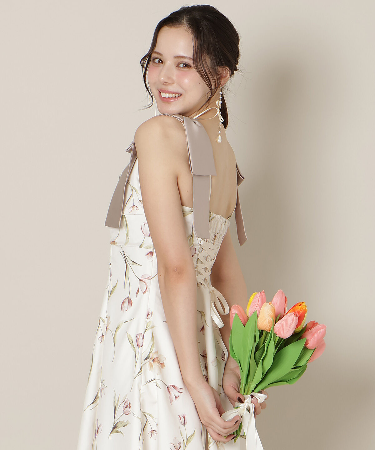 WILLSELECTION「リボンショルダーチューリップフレアワンピース」|ワンピース|