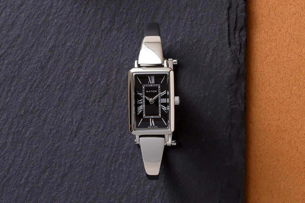 MATOW「〈MATOW (マトウ)〉Tsuki 月華 ｽｸｴｱ ｼﾙﾊﾞｰ ﾌﾞﾗｯｸ」|腕時計|SILVER