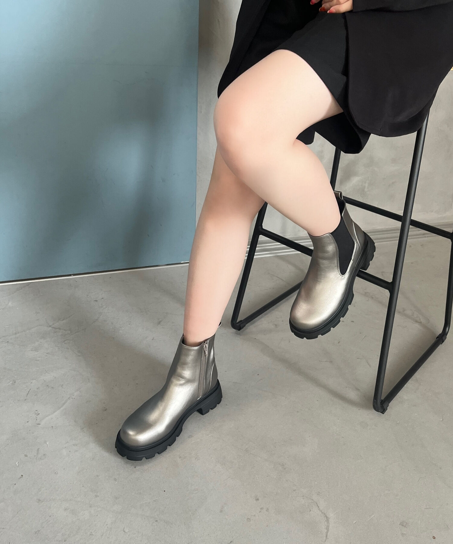 ORiental TRaffic「タンクソール サイドゴア ショートブーツ /41414 軽い ファスナー付き」|ショートブーツ|