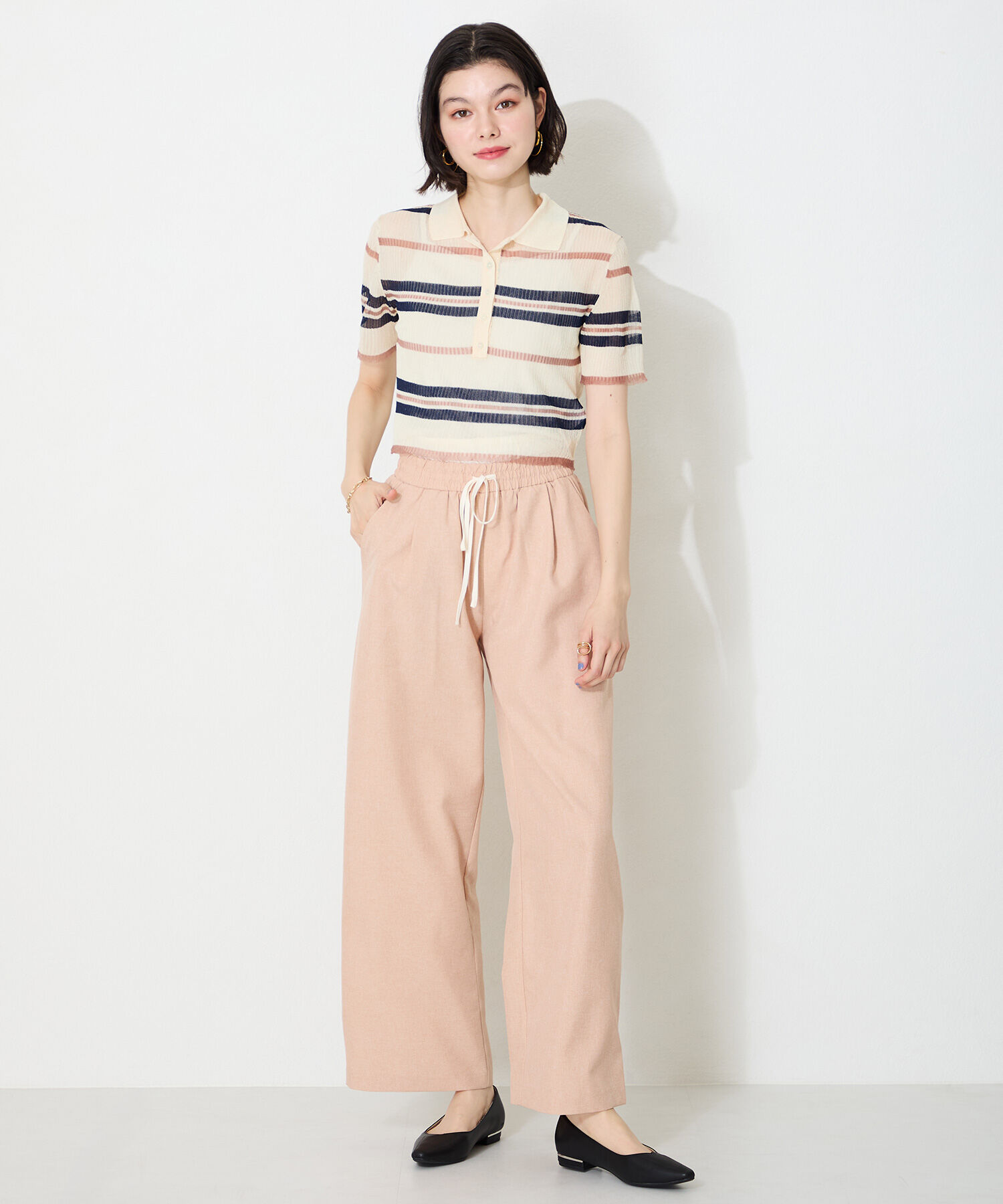 ORiental TRaffic「【WEB限定】アシンメトリーデザイン フラット パンプス /55102 通勤靴 すっきりシルエット」|パンプス|