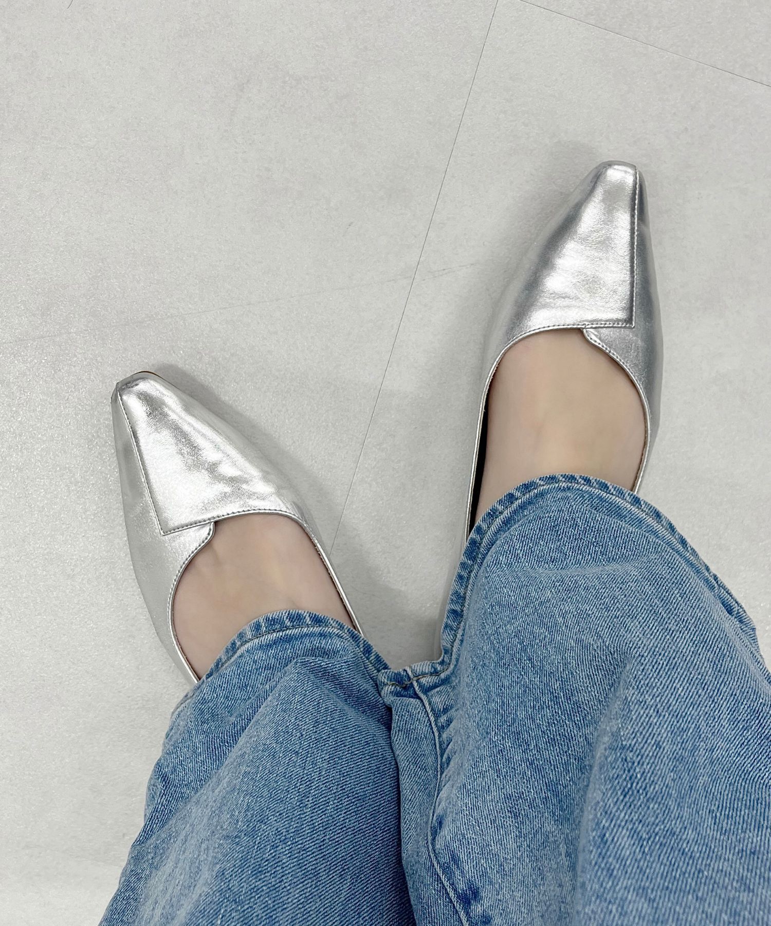 ORiental TRaffic「【WEB限定】アシンメトリーデザイン フラット パンプス /55102 通勤靴 すっきりシルエット」|パンプス|