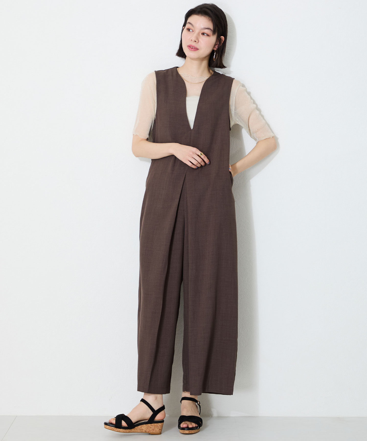 WA Oriental TRaffic「●2025春夏新作●アーモンドトゥクロスウエッジサンダル/52201 サンダル トレンド 人気 クッション」|サンダル|