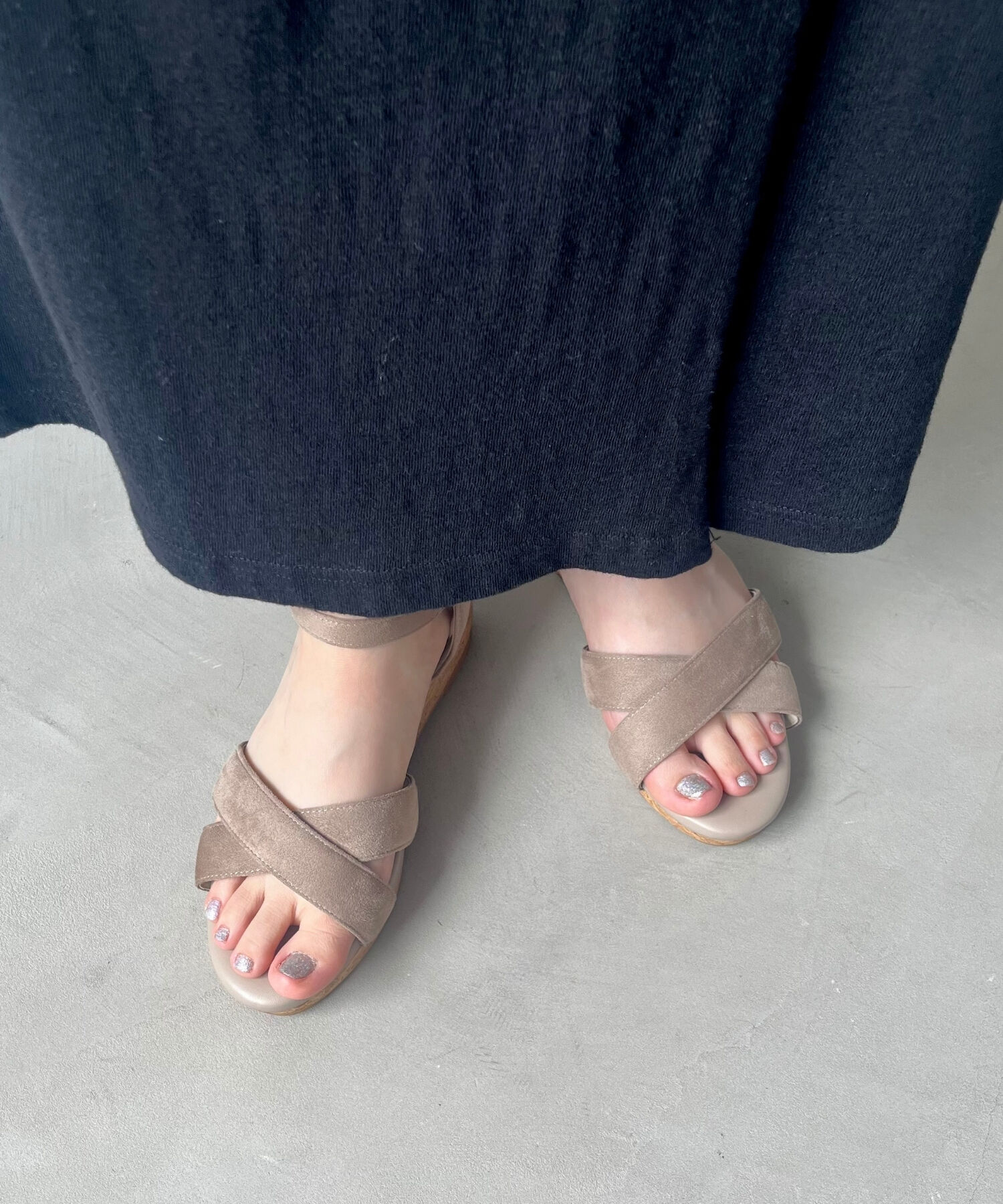 WA Oriental TRaffic「●2025春夏新作●アーモンドトゥクロスウエッジサンダル/52201 サンダル トレンド 人気 クッション」|サンダル|