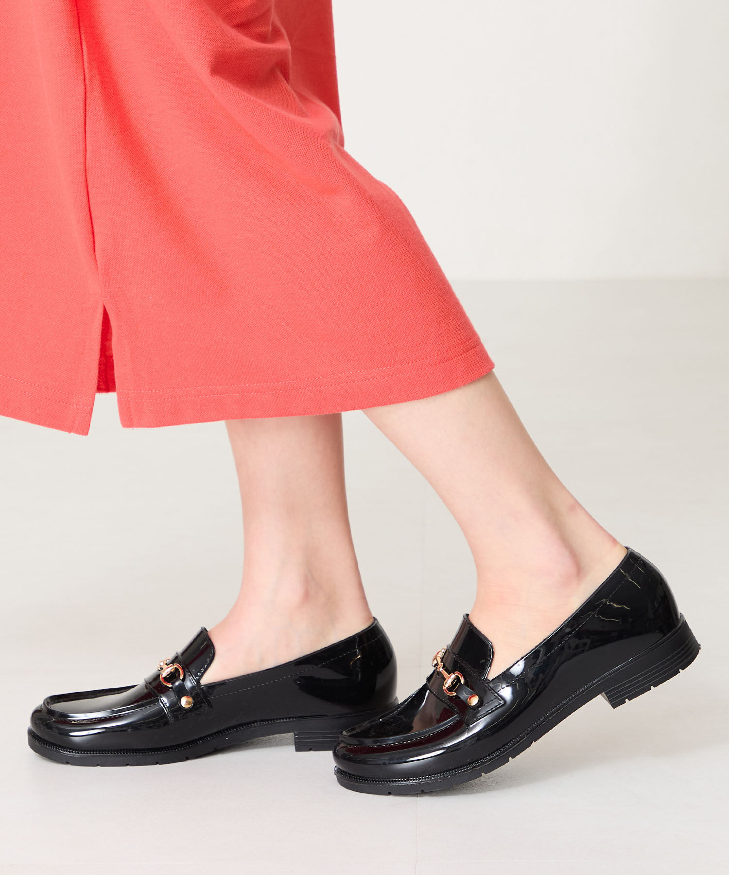 ORiental TRaffic「【防水】ビットモチーフ PVC レイン ローファー /R-1021 柔らかい 通勤 ゆったり」|パンプス|