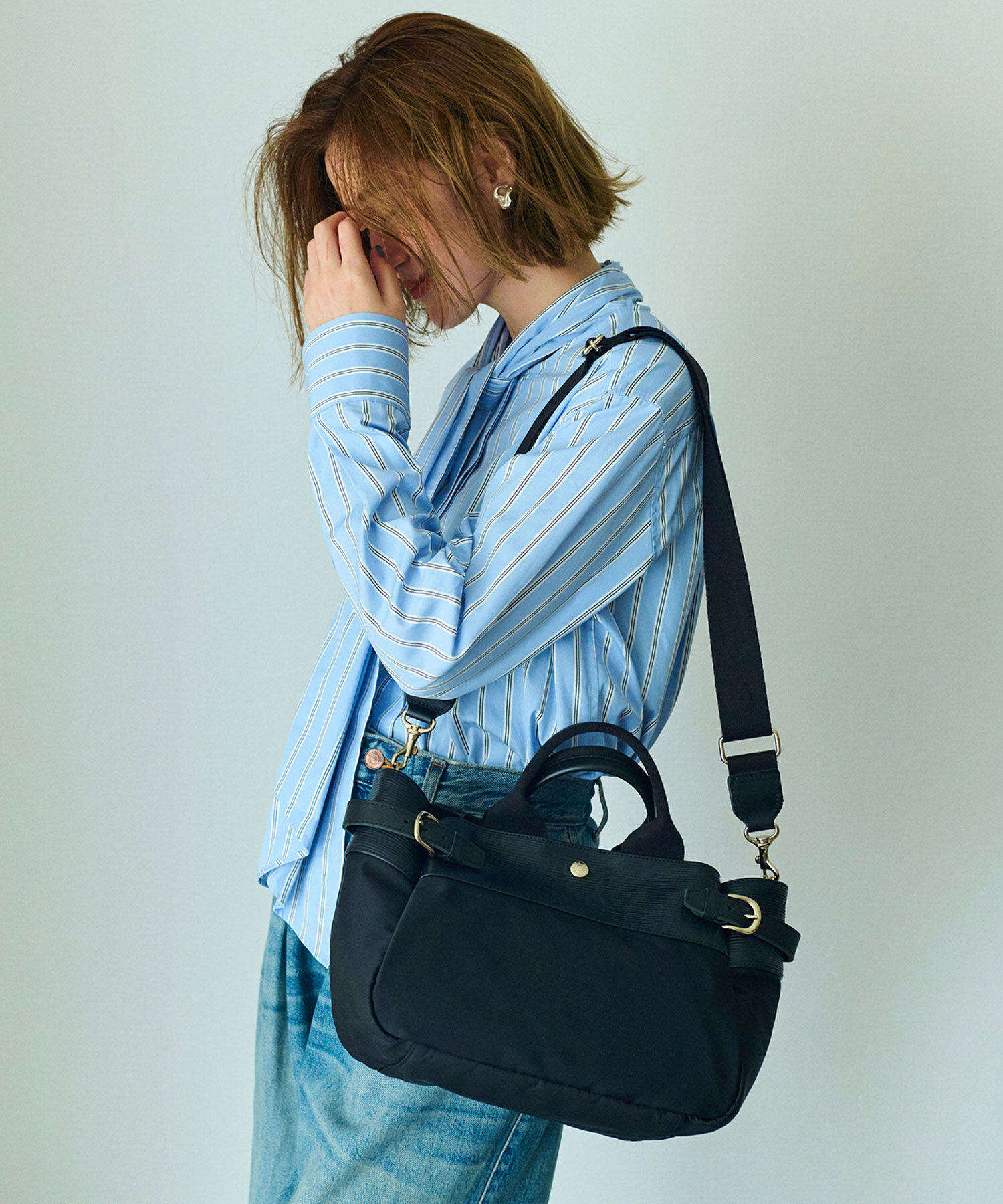 TOPKAPI BREATH「【Breath TOPKAPI】RIPPLE リプル ナイロン コンビ ベルト デザイン ミニ トートバッグ」|トートバッグ|