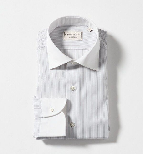 UNITED ARROWS「イージーケア AG ダブルストライプ セミワイドカラー クレリックシャツ ー抗菌防臭ー」|シャツ・ブラウス|LT.GRAY