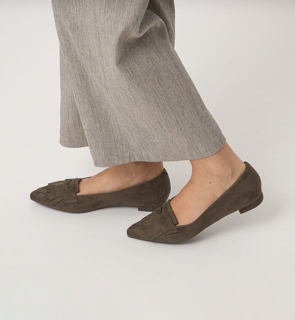 UNITED ARROWS green label relaxing「【WEB限定】ポインテッド キルト フラットシューズ（1.5cmヒール) -撥水-」|パンプス|