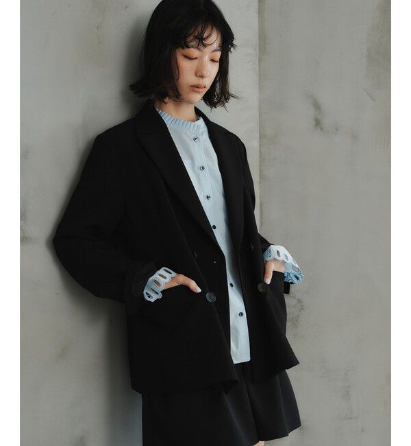 EMMEL REFINES「＜EMMEL REFINES＞EM TRダブルクロス ジャケット」|テーラードジャケット|BLACK