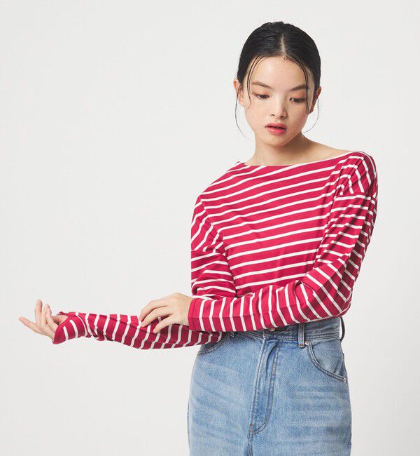 EMMEL REFINES「＜EMMEL REFINES＞EM アシンメトリー ボーダー ロンT」|Tシャツ・カットソー|