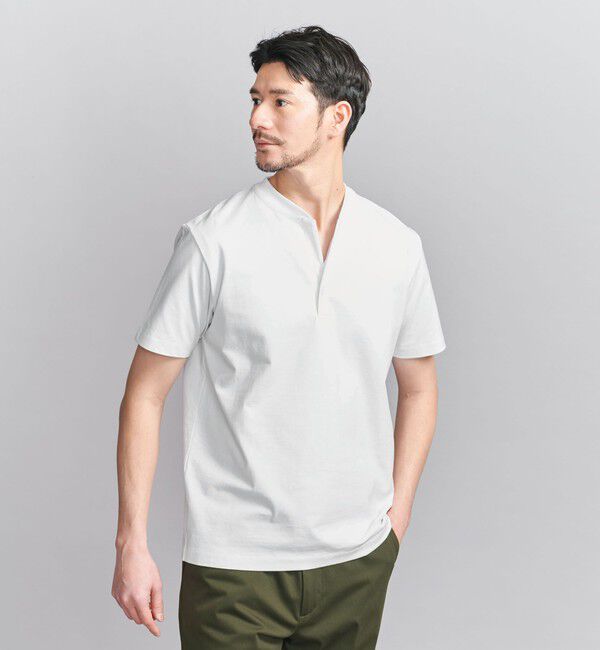 BEAUTY&YOUTH UNITED ARROWS「【WEB限定 WARDROBE SMART】クリア  ガスコットン ヘンリーネック カットソー【抗菌・防臭】」|Tシャツ・カットソー|WHITE