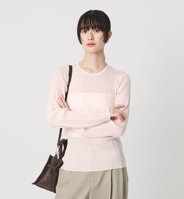 BEAUTY&YOUTH UNITED ARROWS「ランダムリブ ニットプルオーバー ウォッシャブル」|ニット・セーター|LT.PINK