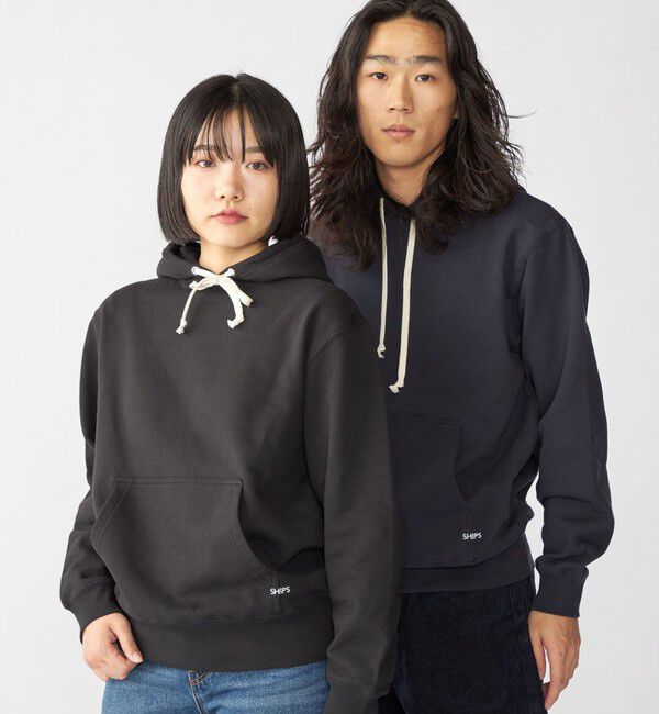 SHIPS「【WEB限定】SHIPS: マイクロ SHIPS 刺繍 ロゴ 裏毛 スウェット プルオーバーパーカー」|パーカー|