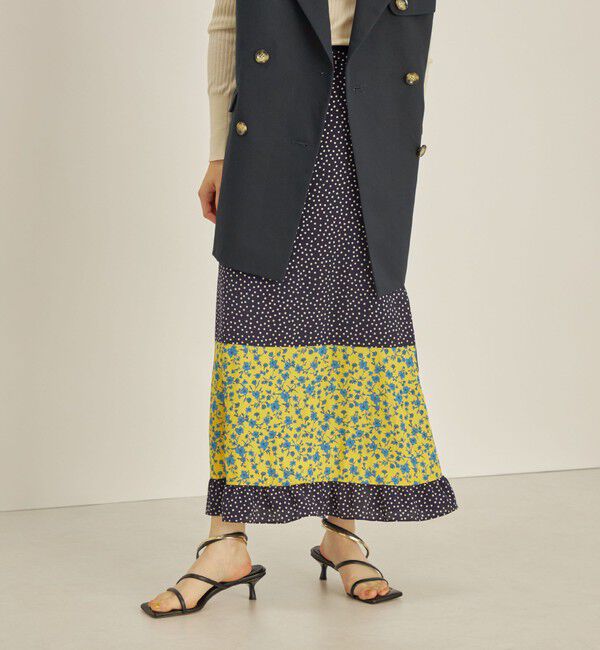 SHIPS for women「〈手洗い可能〉切替 プリント セミフレア スカート」|スカート|