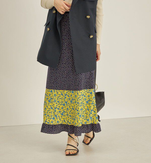 SHIPS for women「〈手洗い可能〉切替 プリント セミフレア スカート」|スカート|