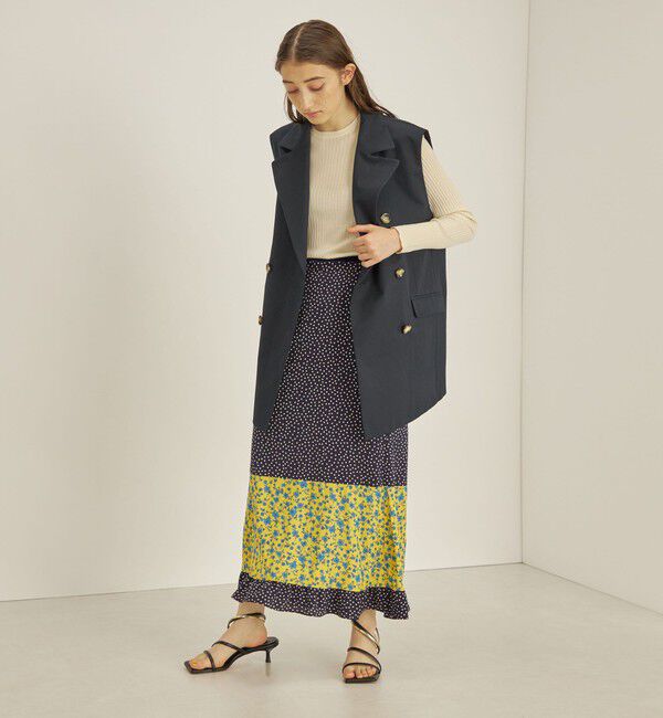 SHIPS for women「〈手洗い可能〉切替 プリント セミフレア スカート」|スカート|