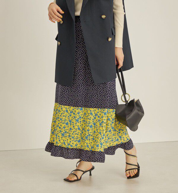 SHIPS for women「〈手洗い可能〉切替 プリント セミフレア スカート」|スカート|