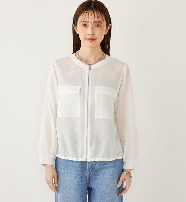 SHIPS Colors 「SHIPS Colors:〈手洗い可能〉メッシュ ノーカラー ジップ ブルゾン◇」|ブルゾン・スタジャン|