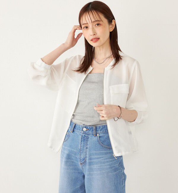 SHIPS Colors 「SHIPS Colors:〈手洗い可能〉メッシュ ノーカラー ジップ ブルゾン◇」|ブルゾン・スタジャン|