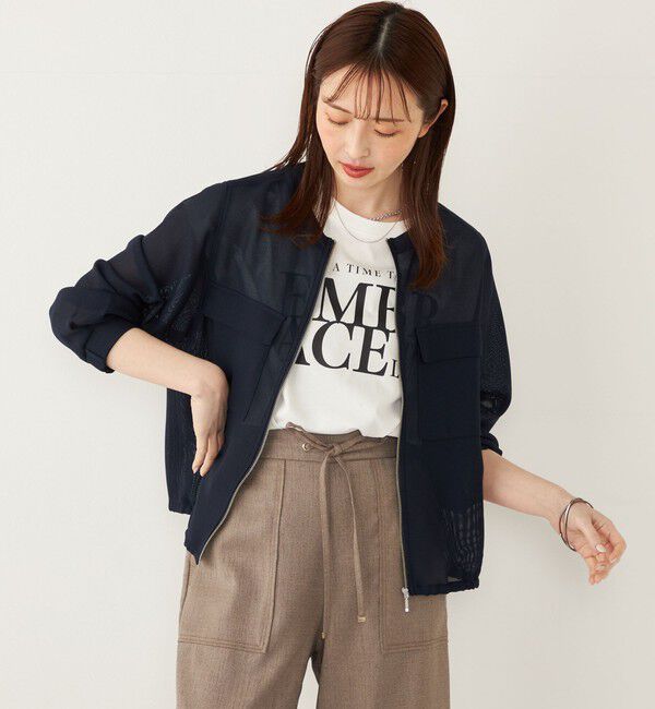 SHIPS Colors 「SHIPS Colors:〈手洗い可能〉メッシュ ノーカラー ジップ ブルゾン◇」|ブルゾン・スタジャン|