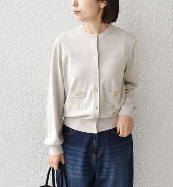 SHIPS Colors 「《予約》SHIPS Colors:〈接触冷感・手洗い可能〉14ゲージ クルーネック カーディガン◆」|カーディガン|