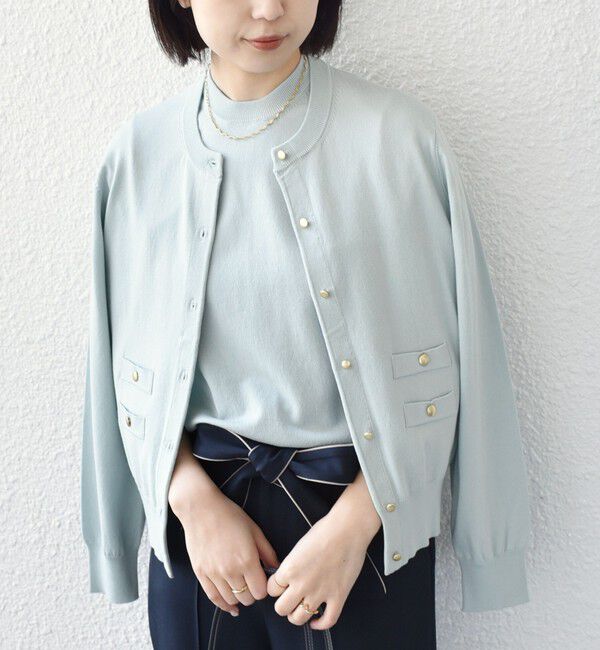 SHIPS Colors 「《予約》SHIPS Colors:〈接触冷感・手洗い可能〉14ゲージ クルーネック カーディガン◆」|カーディガン|ライトブルー