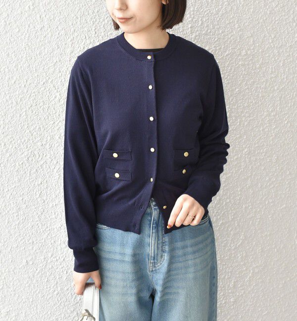 SHIPS Colors 「《予約》SHIPS Colors:〈接触冷感・手洗い可能〉14ゲージ クルーネック カーディガン◆」|カーディガン|