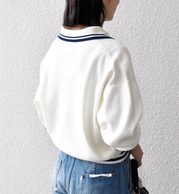 SHIPS any「《予約》SHIPS any:〈手洗い可能〉コットン ミックス ライン ポロニット プルオーバー」|ニット・セーター|