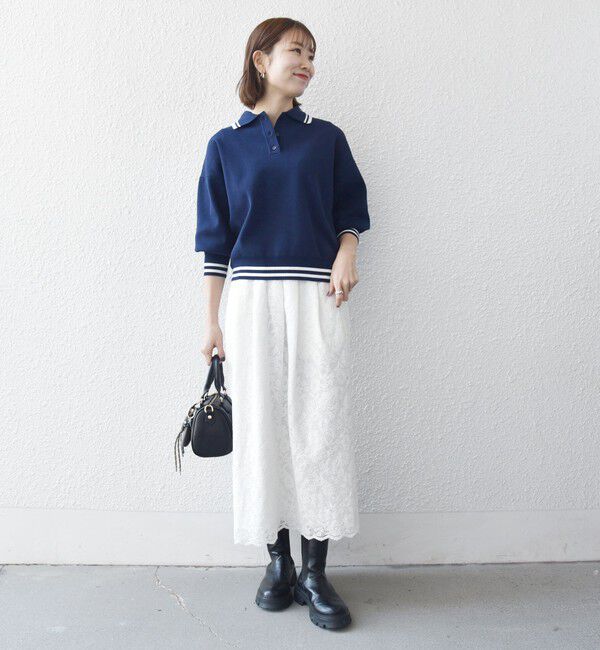 SHIPS any「《予約》SHIPS any:〈手洗い可能〉コットン ミックス ライン ポロニット プルオーバー」|ニット・セーター|