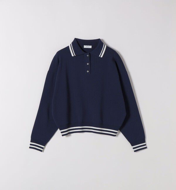 SHIPS any「《予約》SHIPS any:〈手洗い可能〉コットン ミックス ライン ポロニット プルオーバー」|ニット・セーター|