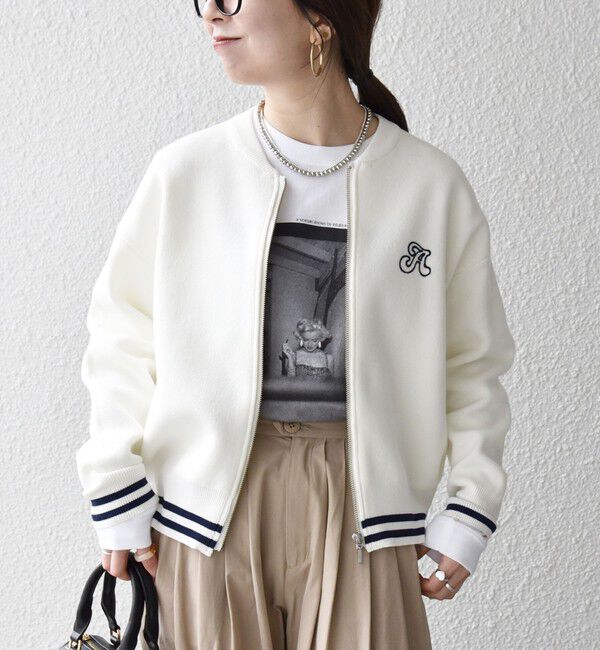 SHIPS any「《予約》SHIPS any:〈手洗い可能〉コットン ミックス ライン ジップ ブルゾン ニット カーディガン」|カーディガン|