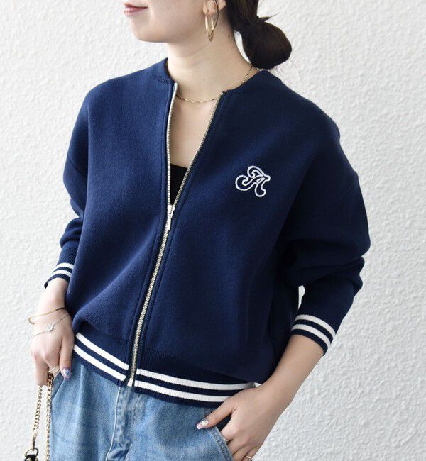 SHIPS any「《予約》SHIPS any:〈手洗い可能〉コットン ミックス ライン ジップ ブルゾン ニット カーディガン」|カーディガン|