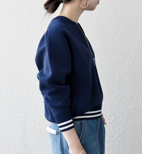 SHIPS any「《予約》SHIPS any:〈手洗い可能〉コットン ミックス ライン ジップ ブルゾン ニット カーディガン」|カーディガン|