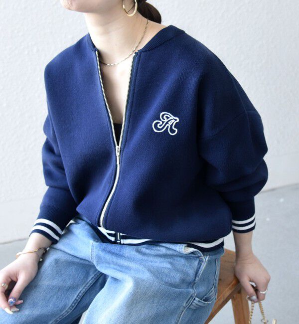 SHIPS any「《予約》SHIPS any:〈手洗い可能〉コットン ミックス ライン ジップ ブルゾン ニット カーディガン」|カーディガン|
